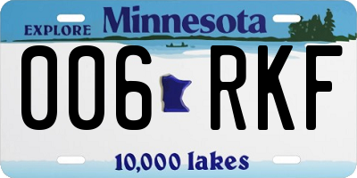 MN license plate 006RKF