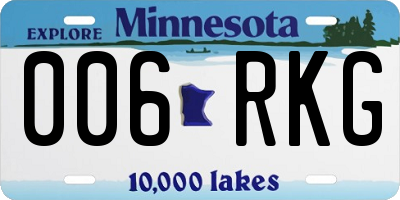 MN license plate 006RKG