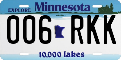 MN license plate 006RKK