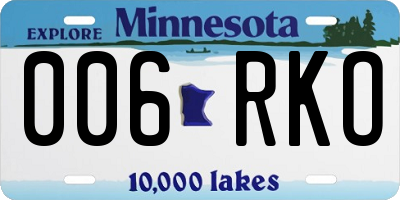 MN license plate 006RKO