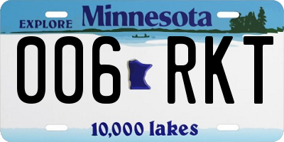 MN license plate 006RKT