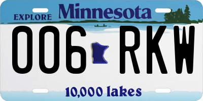 MN license plate 006RKW