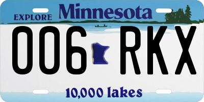 MN license plate 006RKX