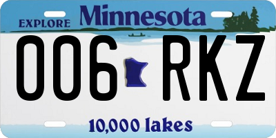 MN license plate 006RKZ