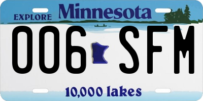 MN license plate 006SFM