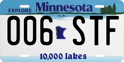 MN license plate 006STF