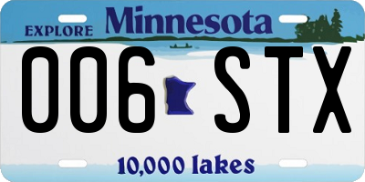 MN license plate 006STX