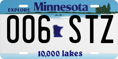 MN license plate 006STZ