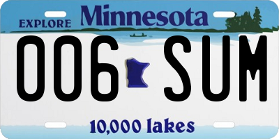 MN license plate 006SUM