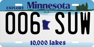 MN license plate 006SUW