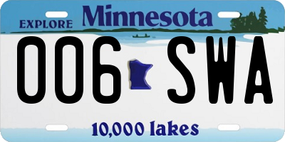 MN license plate 006SWA