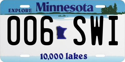 MN license plate 006SWI