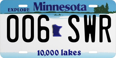 MN license plate 006SWR