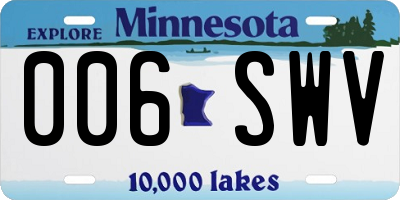 MN license plate 006SWV