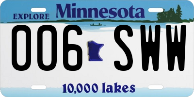 MN license plate 006SWW