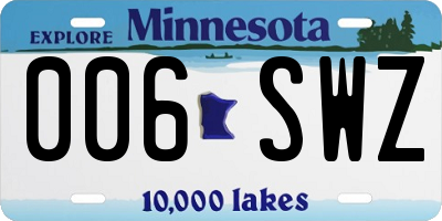 MN license plate 006SWZ