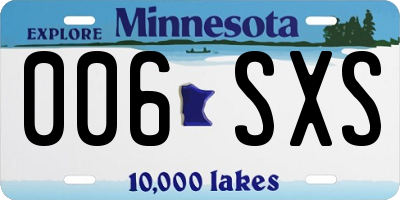 MN license plate 006SXS