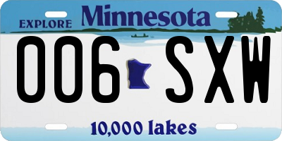 MN license plate 006SXW