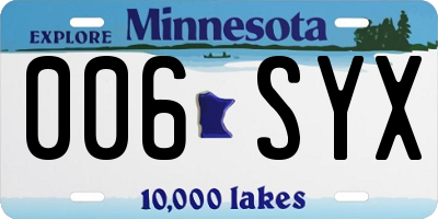 MN license plate 006SYX