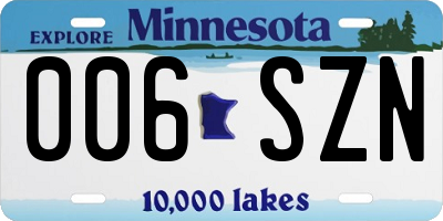 MN license plate 006SZN