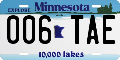MN license plate 006TAE