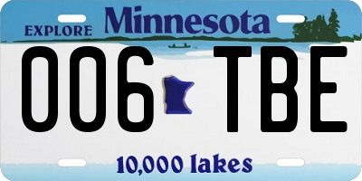 MN license plate 006TBE