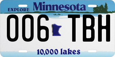 MN license plate 006TBH