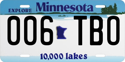 MN license plate 006TBO