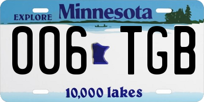 MN license plate 006TGB