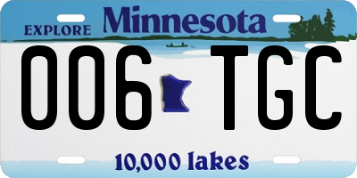 MN license plate 006TGC