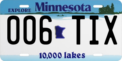 MN license plate 006TIX