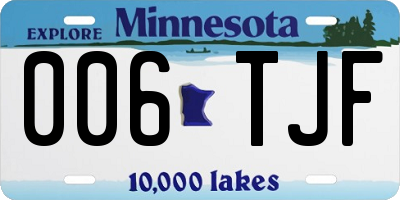MN license plate 006TJF