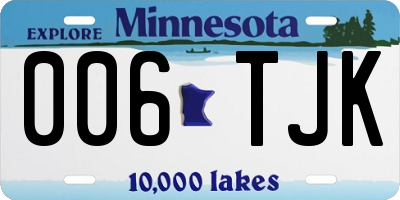MN license plate 006TJK