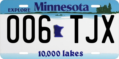 MN license plate 006TJX