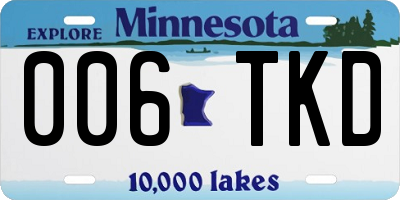MN license plate 006TKD