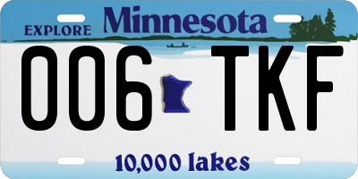 MN license plate 006TKF
