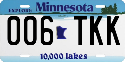 MN license plate 006TKK