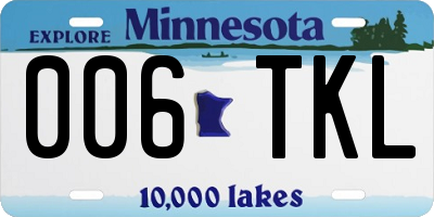 MN license plate 006TKL