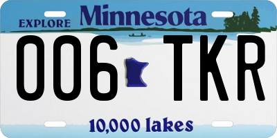 MN license plate 006TKR