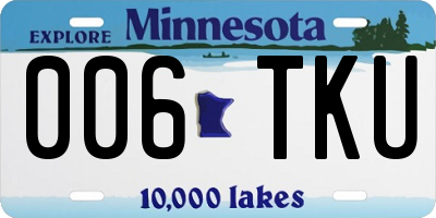 MN license plate 006TKU