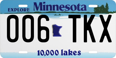 MN license plate 006TKX