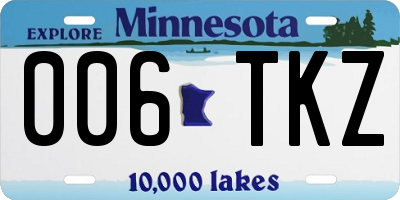 MN license plate 006TKZ
