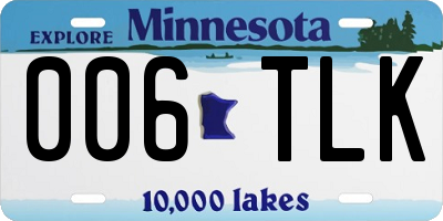 MN license plate 006TLK