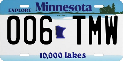 MN license plate 006TMW