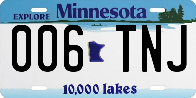 MN license plate 006TNJ