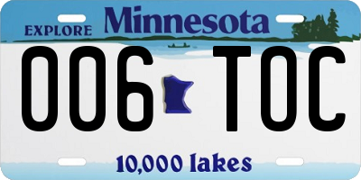 MN license plate 006TOC