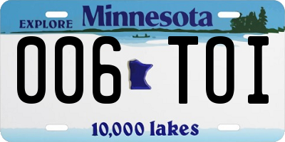 MN license plate 006TOI