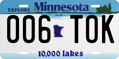 MN license plate 006TOK