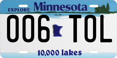 MN license plate 006TOL