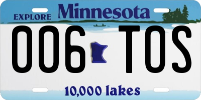 MN license plate 006TOS